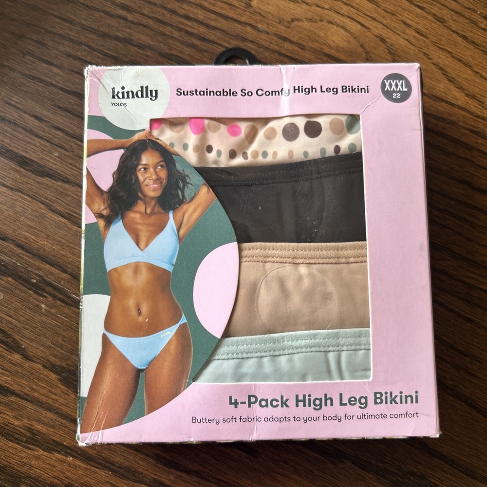 Kindly Yours Womens 3XLarge High Leg 4-PACK So Comfy Bikini Panties Polka Dot